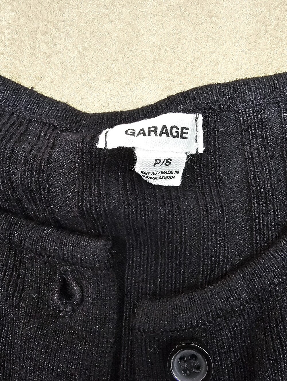Garage Black Ribbed Button-Front Cropped Sweater - Picture 4 of 8